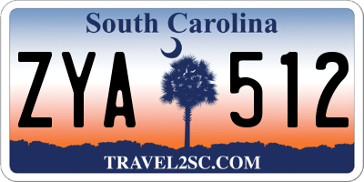 SC license plate ZYA512