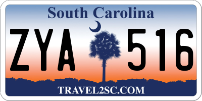 SC license plate ZYA516