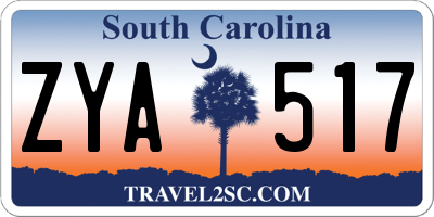 SC license plate ZYA517