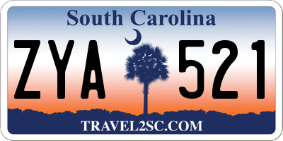 SC license plate ZYA521