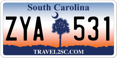 SC license plate ZYA531