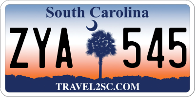 SC license plate ZYA545