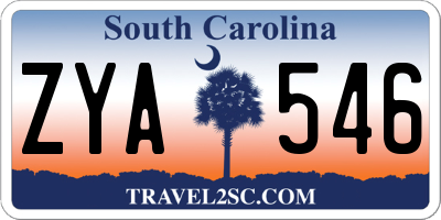 SC license plate ZYA546