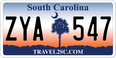 SC license plate ZYA547