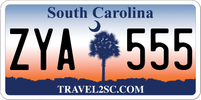 SC license plate ZYA555
