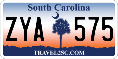 SC license plate ZYA575