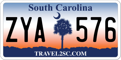 SC license plate ZYA576