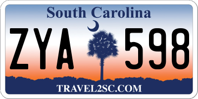 SC license plate ZYA598