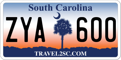 SC license plate ZYA600