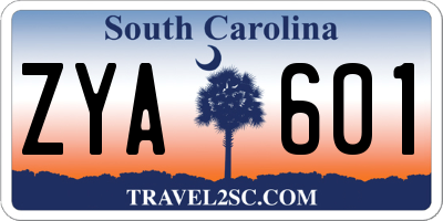 SC license plate ZYA601