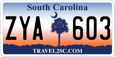 SC license plate ZYA603