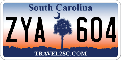 SC license plate ZYA604