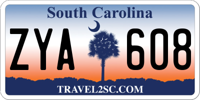 SC license plate ZYA608