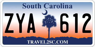 SC license plate ZYA612
