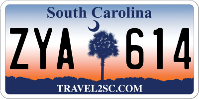 SC license plate ZYA614