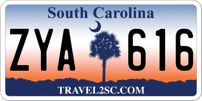 SC license plate ZYA616