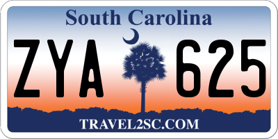 SC license plate ZYA625