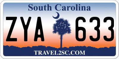 SC license plate ZYA633