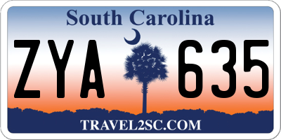 SC license plate ZYA635