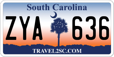 SC license plate ZYA636