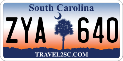 SC license plate ZYA640