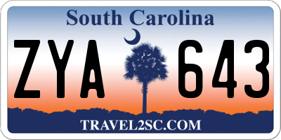 SC license plate ZYA643