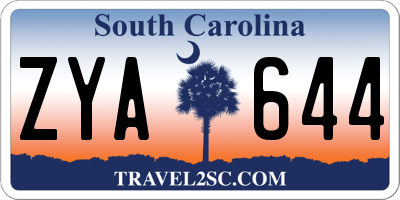 SC license plate ZYA644