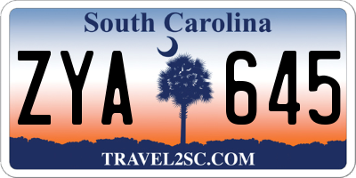 SC license plate ZYA645