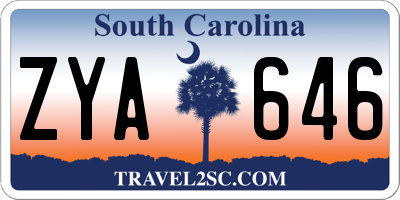 SC license plate ZYA646