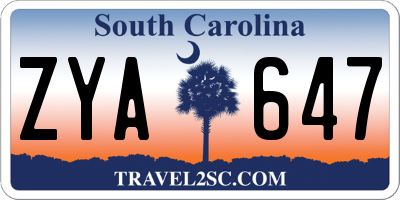 SC license plate ZYA647
