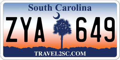 SC license plate ZYA649