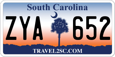 SC license plate ZYA652