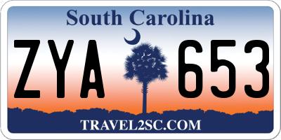 SC license plate ZYA653