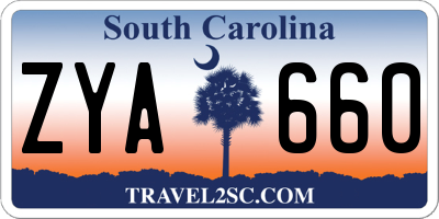 SC license plate ZYA660
