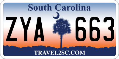 SC license plate ZYA663