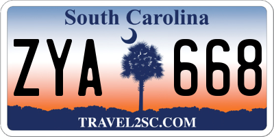 SC license plate ZYA668