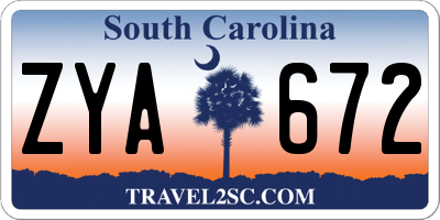 SC license plate ZYA672