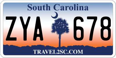 SC license plate ZYA678