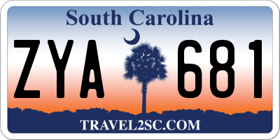 SC license plate ZYA681