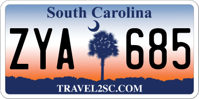 SC license plate ZYA685