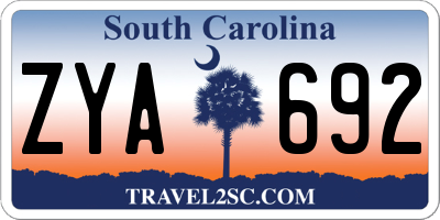 SC license plate ZYA692