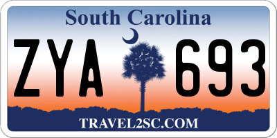 SC license plate ZYA693