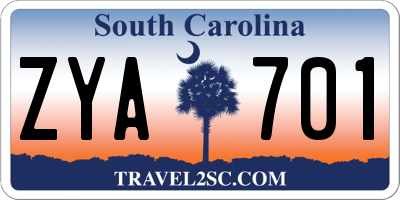 SC license plate ZYA701