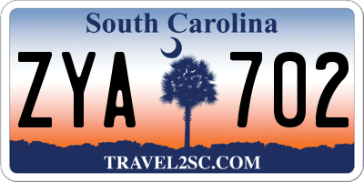 SC license plate ZYA702