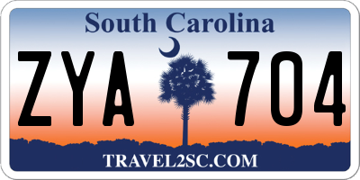 SC license plate ZYA704