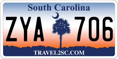 SC license plate ZYA706