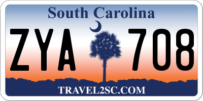 SC license plate ZYA708