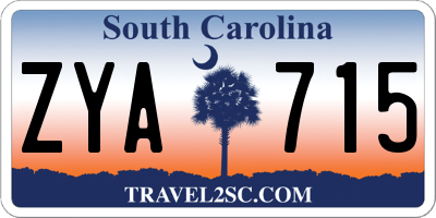 SC license plate ZYA715