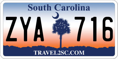 SC license plate ZYA716