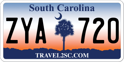 SC license plate ZYA720